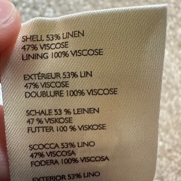 Pilcro Anthropologie Linen Blend Striped Double Breasted Blazer Jacket XS Cream - Picture 10 of 13